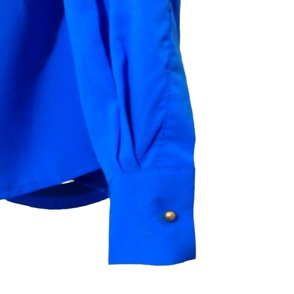 Calvin Klein Blue Button Down Hi Lo Top Sz L - Picture 3 of 6